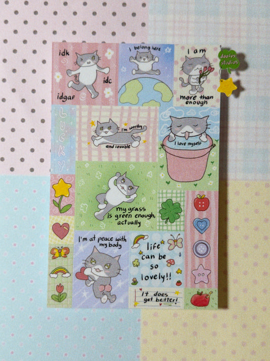 Positive Affirmation Cats Sticker Sheet