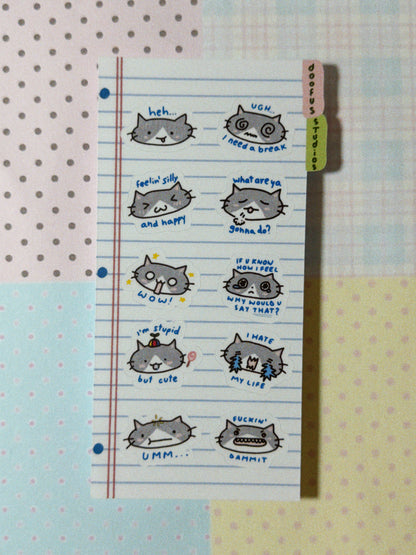 Cat Emotions Sticker Sheet