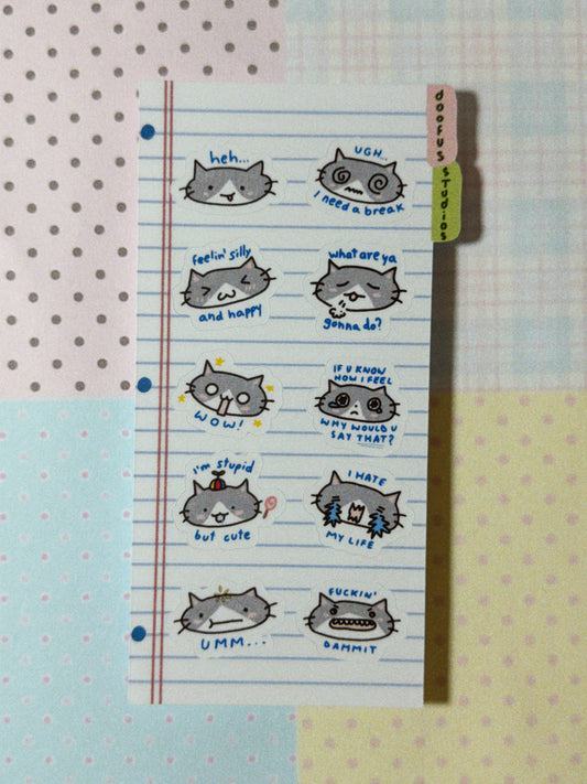 Cat Emotions Sticker Sheet