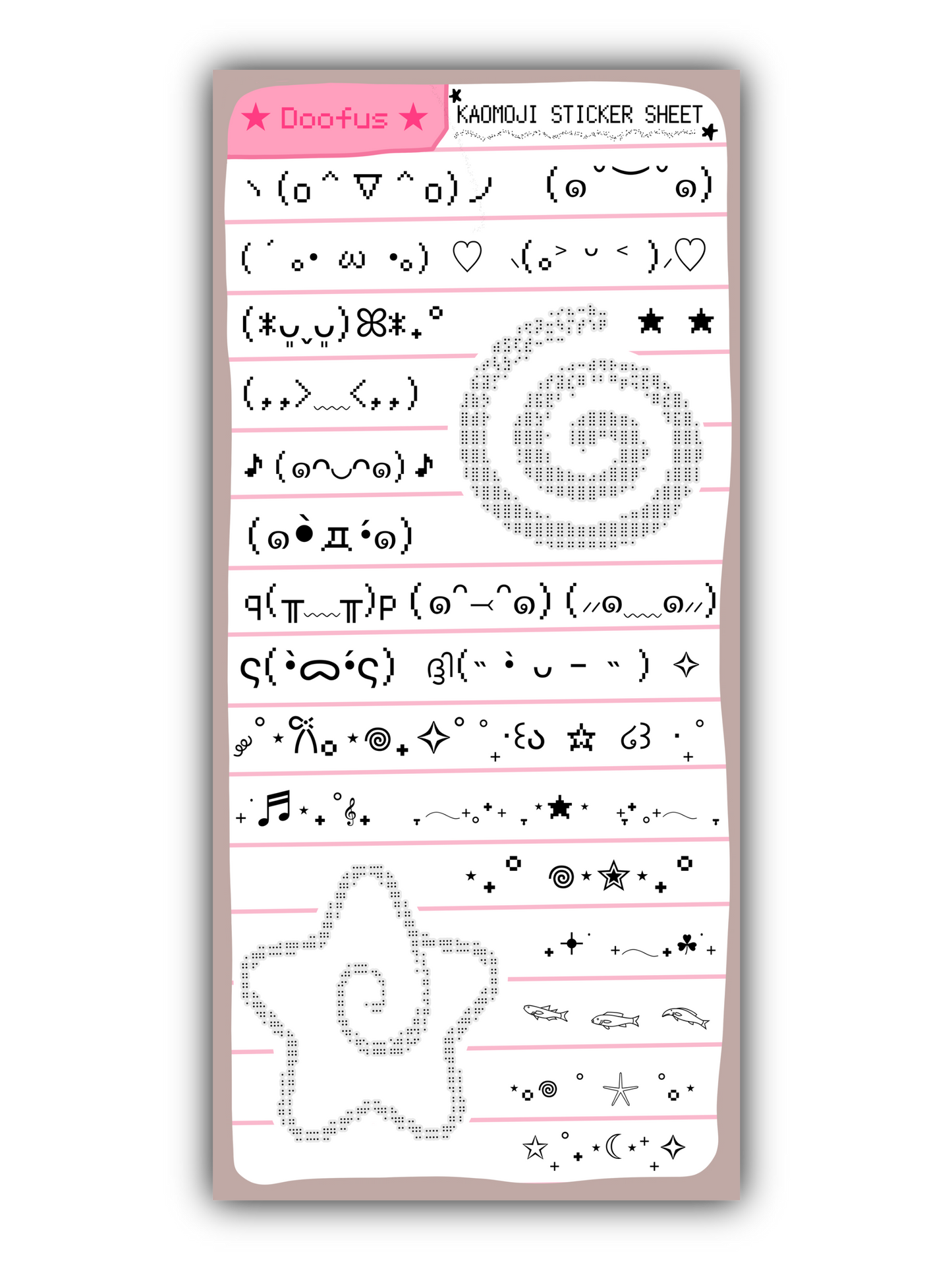 Kaomoji Sticker Sheet