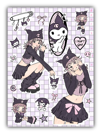Kuromi Girl Sticker Sheet