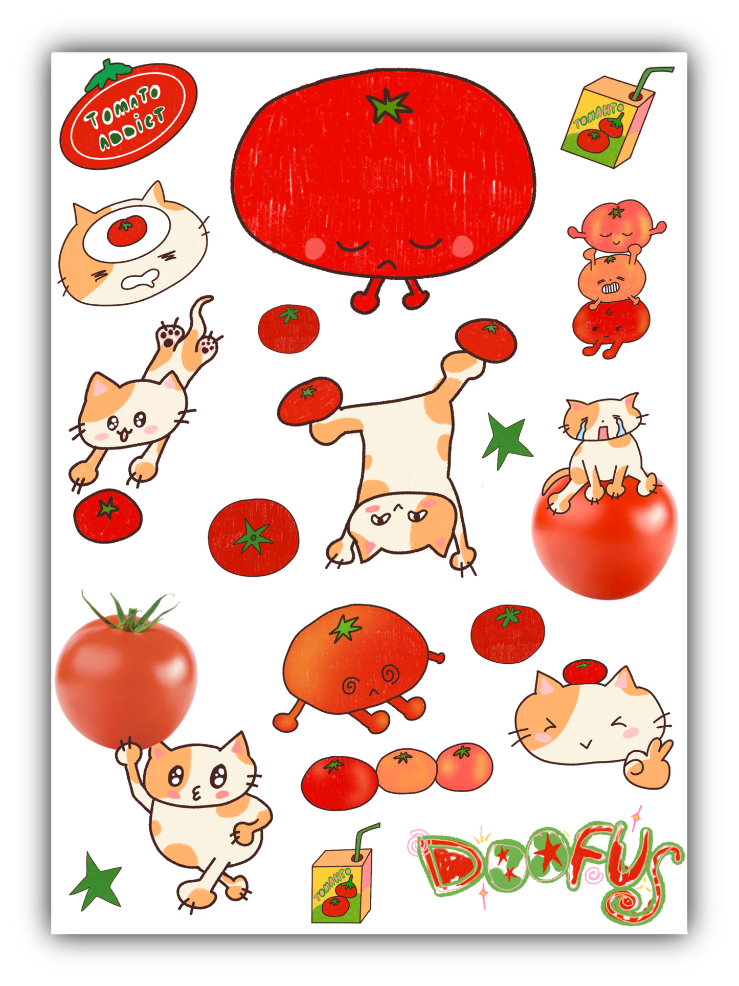 Tomato Cats Sticker Sheet
