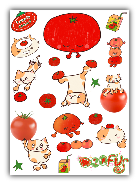 Tomato Cats Sticker Sheet