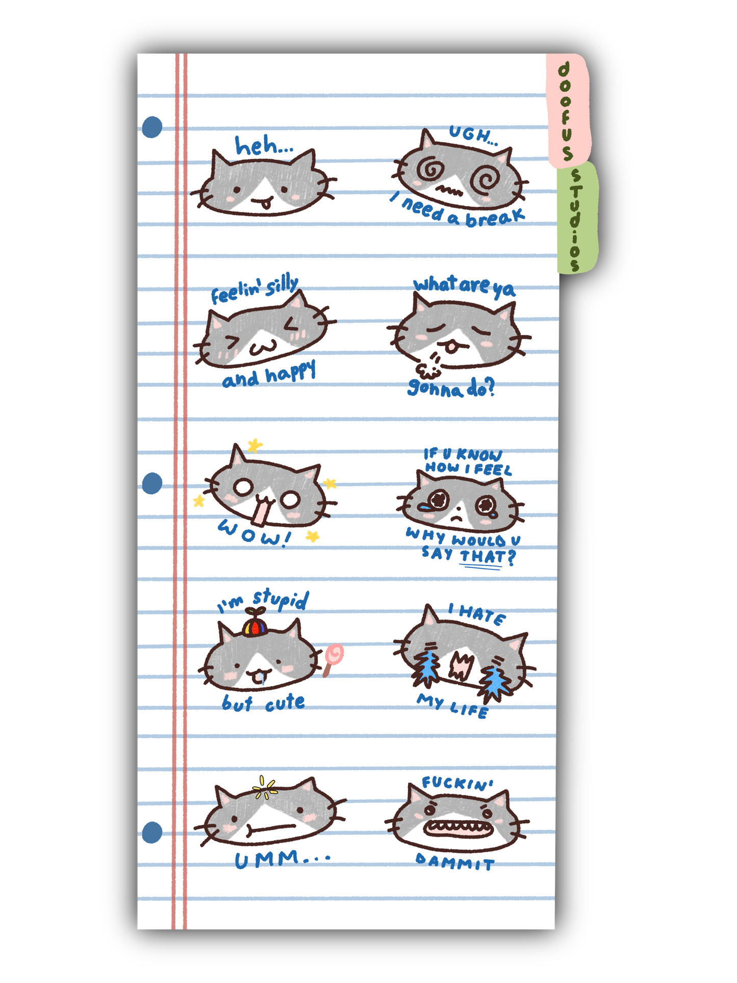 Cat Emotions Sticker Sheet